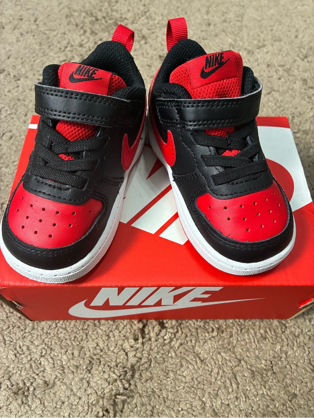 Nike Court Borough Low 2 Toddler Black Red Sneakers Size 6C